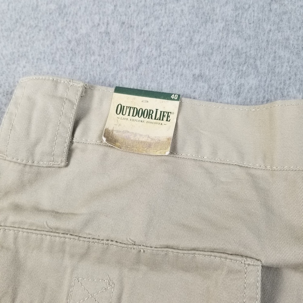 Outdoor Life Cargo Shorts Mens 40 Khaki Tan Cotton Elastic Waist Casual Utility - Picture 4 of 15